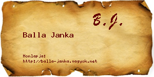Balla Janka névjegykártya