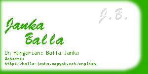 janka balla business card